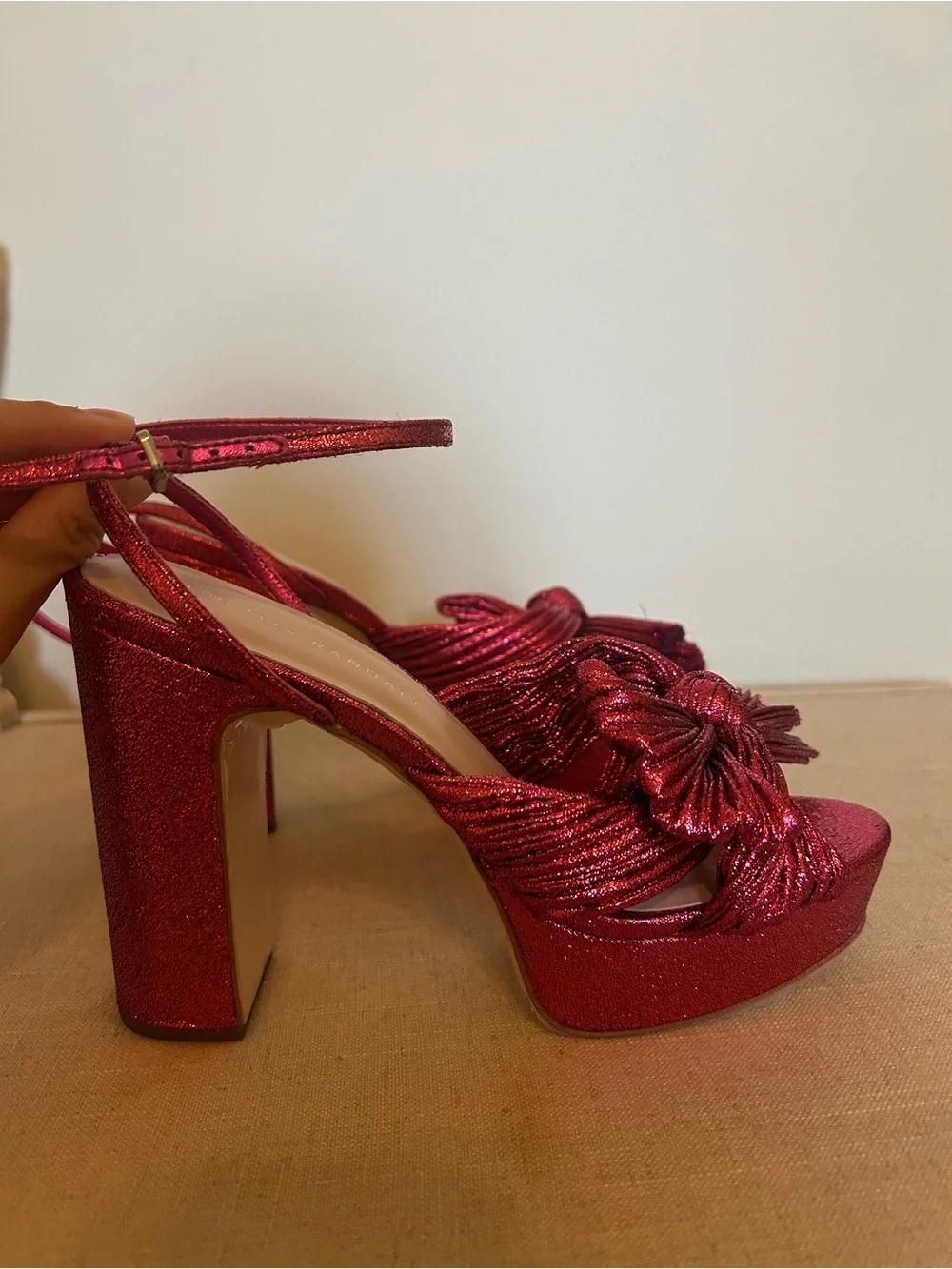 Loeffler Randall Metallic Fuchsia Platform Bow Heels - Size 7.5